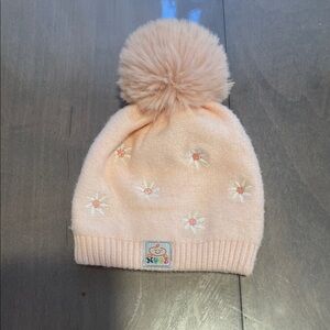 Pink Knit Beanie with Pom Pom